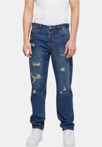stylische 2Y Premium Herren Jeans Straight Fit Stretch Rei&szlig;verschluss mit Baumwolle Blau