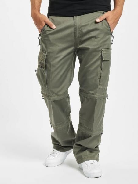 stylische Brandit Herren Jeans Kordelzug Rei&szlig;verschluss Khaki