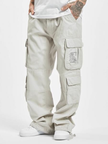 stylische Brandit Herren Jeans Rei&szlig;verschluss mit Baumwolle Wei&szlig;