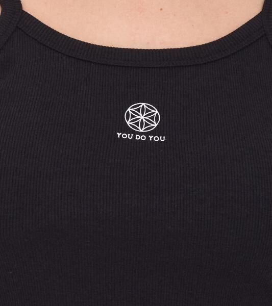 YOU DO YOU Damen Crop-Top geripptes Fitness-Top Baumwoll-Shirt Tanktop Yoga-Mode 905101 Schwarz