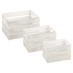 Decorative Wooden Box, Set of 3, Antique White