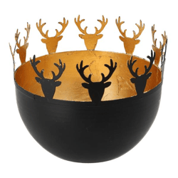 Candle holder deer head black gold, L, approx.18cmD