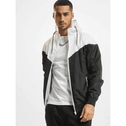 lässige URBAN CLASSICS Herren Jacke Reißverschluss Kapuze 75 g/m² Schwarz/Weiß