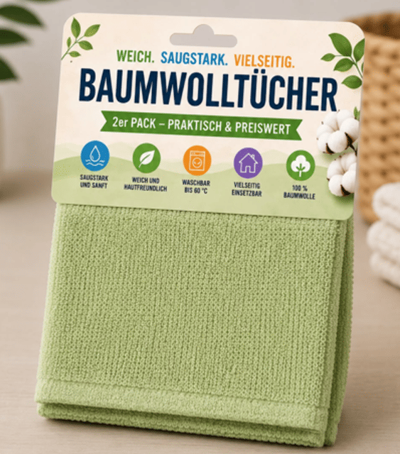 sensationeller Preis: Baumwolltücher, 2er Pack, 20x20 cm
