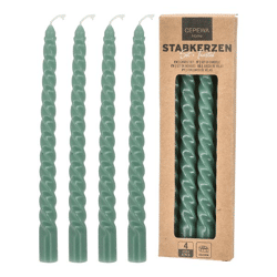 Stabkerzen Twisted 4er Set Grün ca. 20cmH
