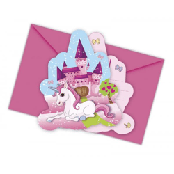 Unicorn - 6 invitation cards with envelope