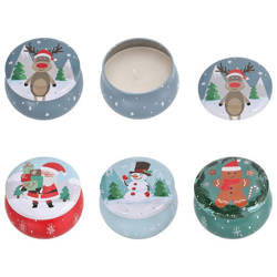 Scented candle in a tin, Christmas, 4/s, approx. 8 cm H