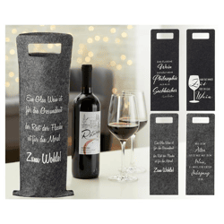 Bottle Bag Felt Wine Sort. 2 Saying 4/s