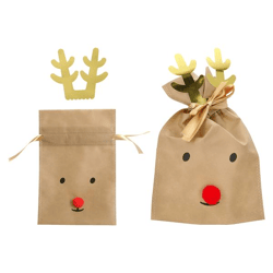 Reindeer Gift Bag with a Red Nose, 20x30 cm