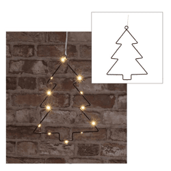 LED Christmas Tree, Black, 12 LEDs, approx. 20 cm H