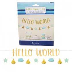 Letter string baby boy Hello World blue/gold 170 cm