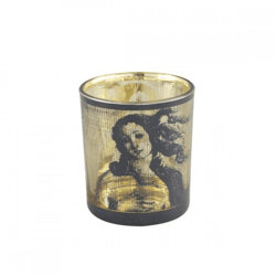 PTMD Tealight holder Rido glass M black 10 cm