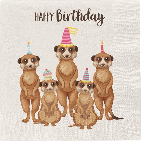 Servietten Happy Birthday Erdm&auml;nnchen, 20er Pack