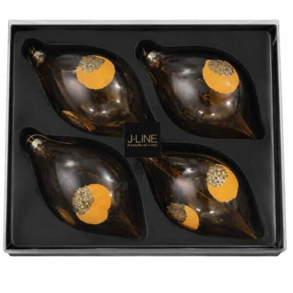J-Line Weihnachtskugeln, gelb, 17 cm, 4 Stück
