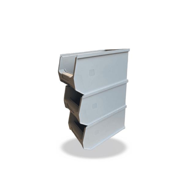 46 Plastic Open-Front Storage Boxes, Gray (235x145x125 mm), Stackable | Shelving Boxes | Great Price Starting at €0.84 (net)