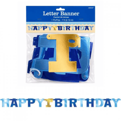Amscan Buchstabengirlande „1st Birthday“, blau, 2,1 m