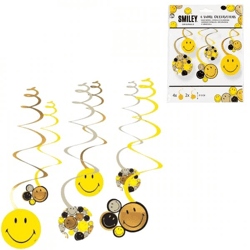 Amscan Spiral-Aufhänger „Smiley Originals“, 60 cm, 6er-Set