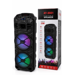 AY-8801 Portable Bluetooth Speaker – 20 W | Two 8-inch subwoofers | New | Wholesale | B2B