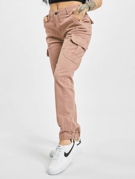 bequeme Urban Classics Damen Jeans Stretch Rei&szlig;verschluss Taschen mit Baumwolle Alt-Rosa