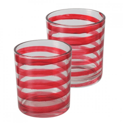 Boltze Teelichthalter „Swirl“, rot, 10 cm, 2er-Set