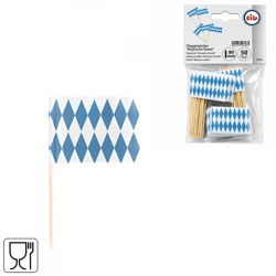 Cocktailspieße mit Oktoberfest-Fähnchen, 50 Stück