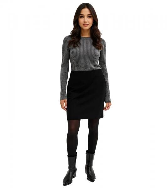 Damen Mini-Rock warmer Woll-Rock mit Fischgr&auml;tmuster Gro&szlig;e Gr&ouml;&szlig;en 956298 Schwarz