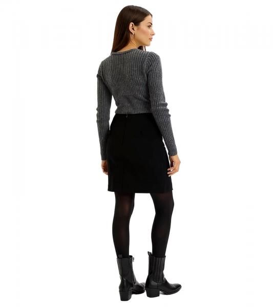 Damen Mini-Rock warmer Woll-Rock mit Fischgr&auml;tmuster Gro&szlig;e Gr&ouml;&szlig;en 956298 Schwarz