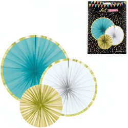 Dekorationsfächer aus Partypapier, 35 cm, 3er-Set