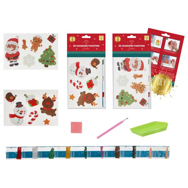 Diamond Painting Sticker Weihnachten, 6er Set, 2/s