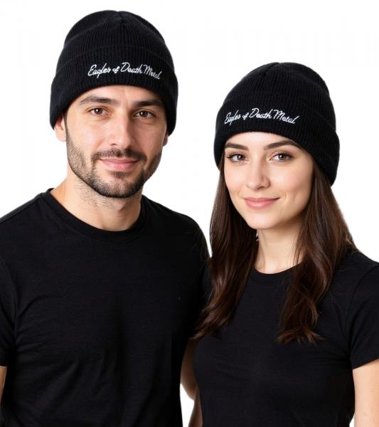 Eagles of Death Metal Unisex Beanie Baumwoll-M&uuml;tze im klassischen Schnitt Schwarz/Wei&szlig;