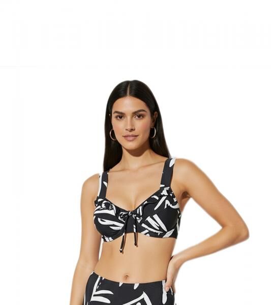 Edles Damen Bikini-Oberteil mit verstellbare Tr&auml;ger Bademode C-K&ouml;rbchen 979119 Schwarz/Wei&szlig;