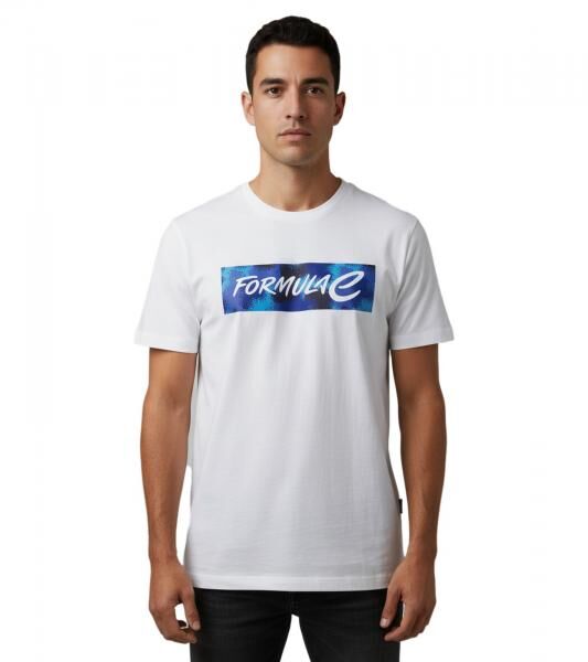 extravagantes Formula E Herren T-Shirt Baumwoll-Shirt mit Camouflage Formula E Logo Sommer-Shirt 701223604 001 Wei&szlig;