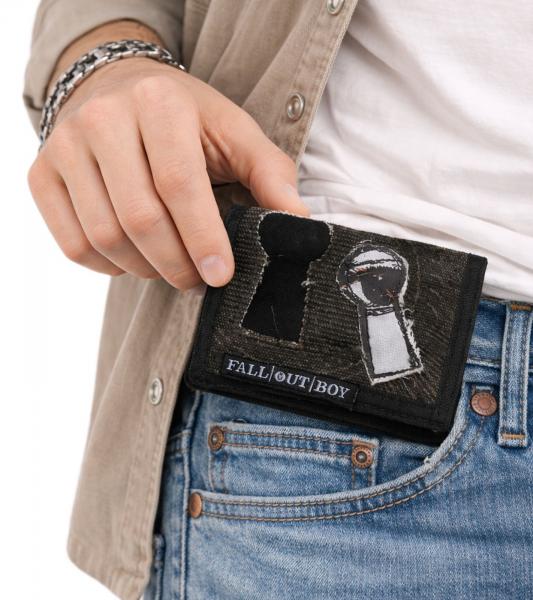 Fall Out Boy Portemonnaie Stilvolle Band-Brieftasche mit auff&auml;lligen Motiv Gothic-Style FW106079FOB Schwarz/Grau