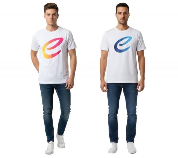 farbenfrohes Formula E Herren T-Shirt Baumwoll-Shirt mit buntem Formula E Logo Sommer-Shirt 701223579 Wei&szlig;/Blau oder Wei&szlig;/Pink/Gelb