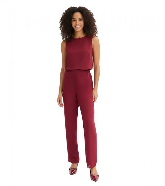 Flie&szlig;ende Damen Stoff-Hose schlichte Business-Hose Alltags-Hose 938967 Weinrot