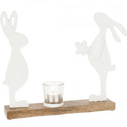 J-Line image tea light holder rabbits white 30 cm