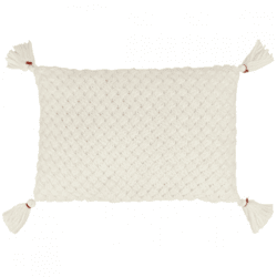 J-Line gehäkeltes Kissen, weiß, 56 x 38 cm