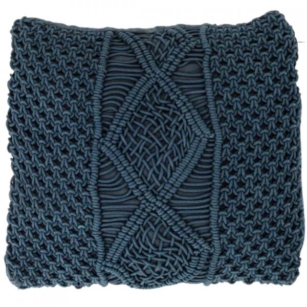 J-Line Kissen Makramee blau 45 x 45 cm