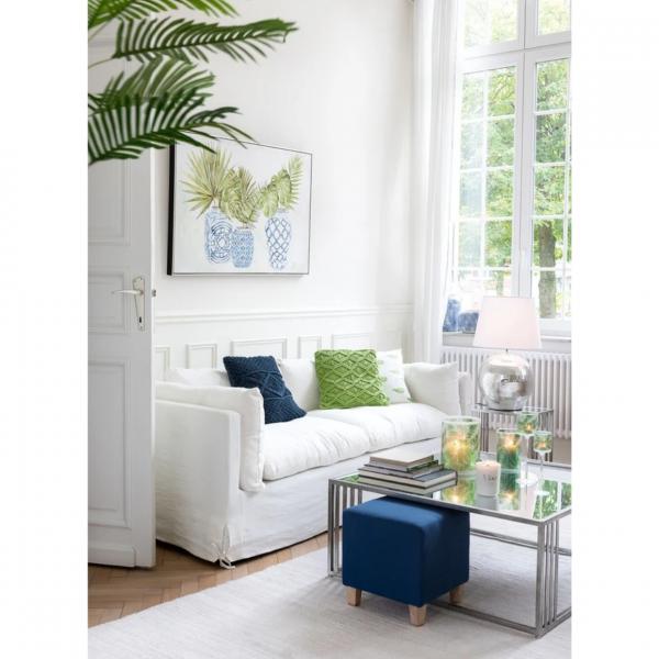 J-Line Kissen Makramee blau 45 x 45 cm