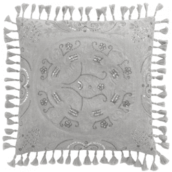 J-Line Kissen „Marok“ aus Samt, grau, 45 x 45 cm