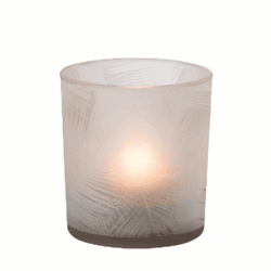 J-Line Teelichthalter „Palmleaf“, beige, 8 cm