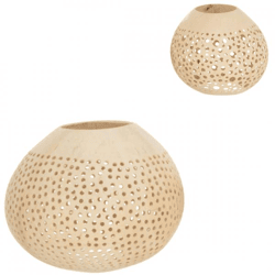 J-Line Teelichthalter Kokosnuss mit Löchern, naturfarben, 14 cm, 2er-Set, sortiert