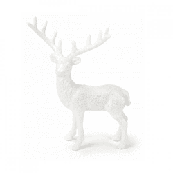 J-Line Christmas decoration Reindeer glitter white 14,5 cm