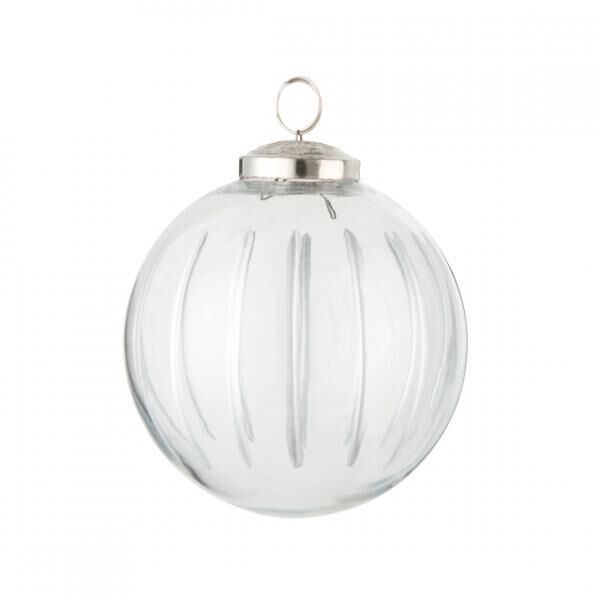 J-Line Weihnachtskugel „Stripe“, transparentes Glas, 10 cm