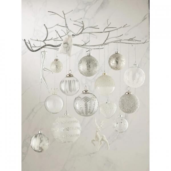 J-Line Weihnachtskugel „Stripe“, transparentes Glas, 10 cm