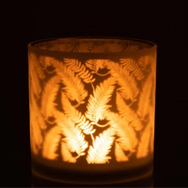 J-Line Windlicht „Blatt“, weiß, 15 cm