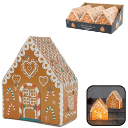 Plätzchenhaus Lebkuchenhaus LED auf Batterie 15 cm