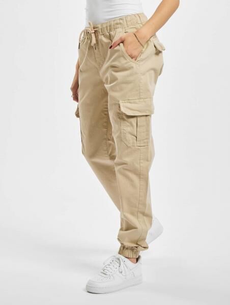 l&auml;ssige Urban Classics Damen Jeans Stretch Rei&szlig;verschluss Taschen mit Baumwolle Beige