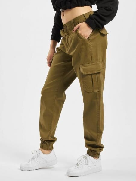 l&auml;ssige Urban Classics Damen Jeans Stretch Rei&szlig;verschluss Taschen mit Baumwolle Khaki