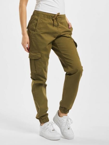 l&auml;ssige URBAN CLASSICS Damen Jeans Stretch Taschen 260 g/m&sup2; mit Baumwolle Khaki